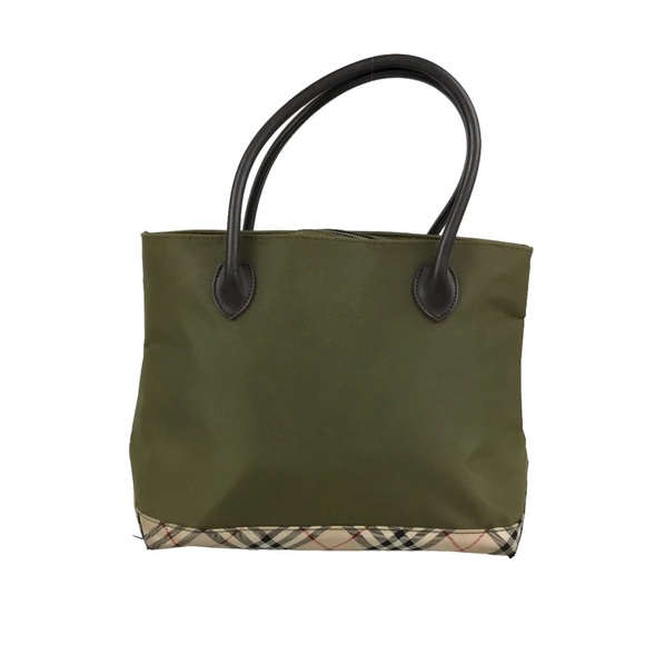 Burberry Blue Label (Japan) Nylon Tote Bag in Hunter Green and Nova Check - Picture 1 of 6